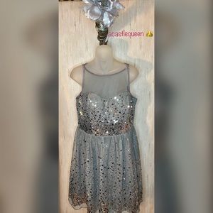 Silver sequin party dress